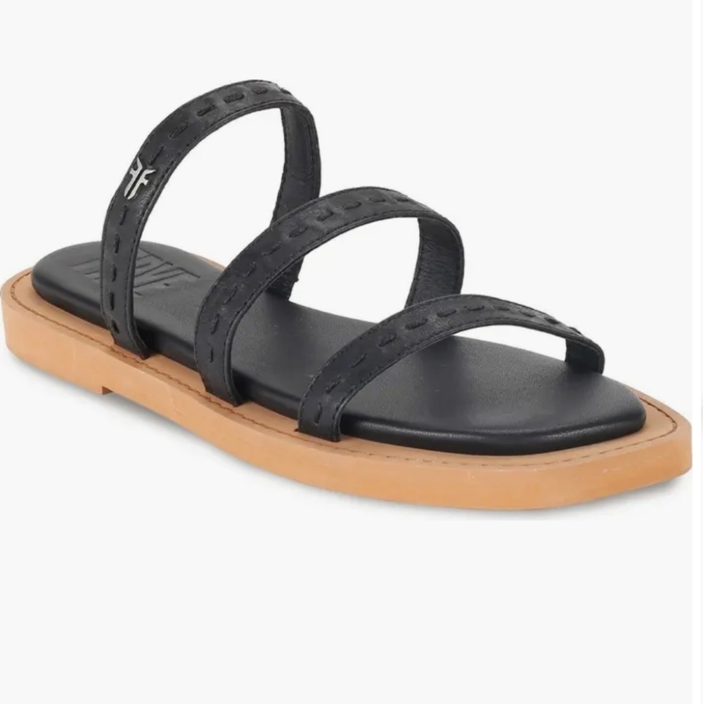 Frye Faye Slide Sandals Women’s Size 10 Black Boho Slip On Leather